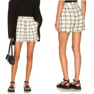 $365 ANINE BING Becky Tweed Grid Plaid Shorts High Waist Women's Size 34